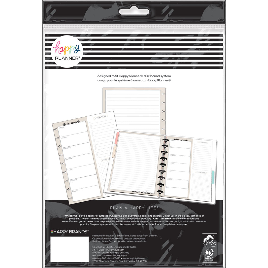 Happy Planner Classic Perfect Plans Filler Paper - Checklist + Weekly