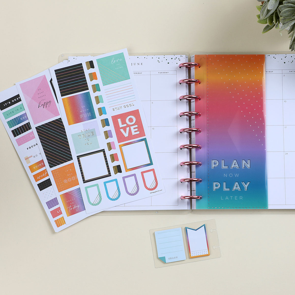 Happy Planner Rainbow Brights CLASSIC Accessory Pack life style