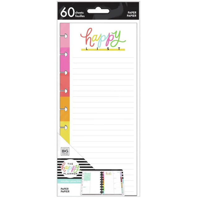 Happy Planner Skinny Classic List Fill Paper