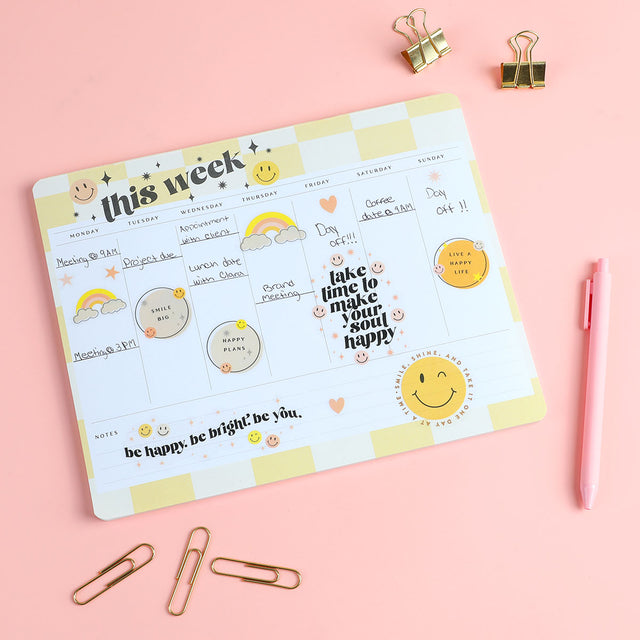 Happy Planner Smiley Face Note Pad flat lay