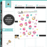 Unicorn Cupcake Planner Stickers