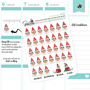Boy Christmas Elf Countdown Stickers