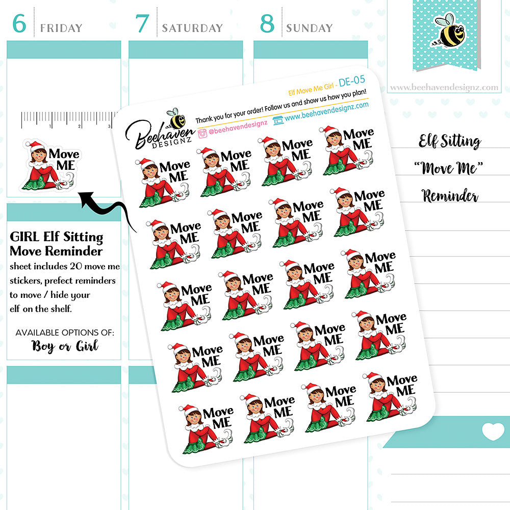Christmas Elf Move Reminder Stickers