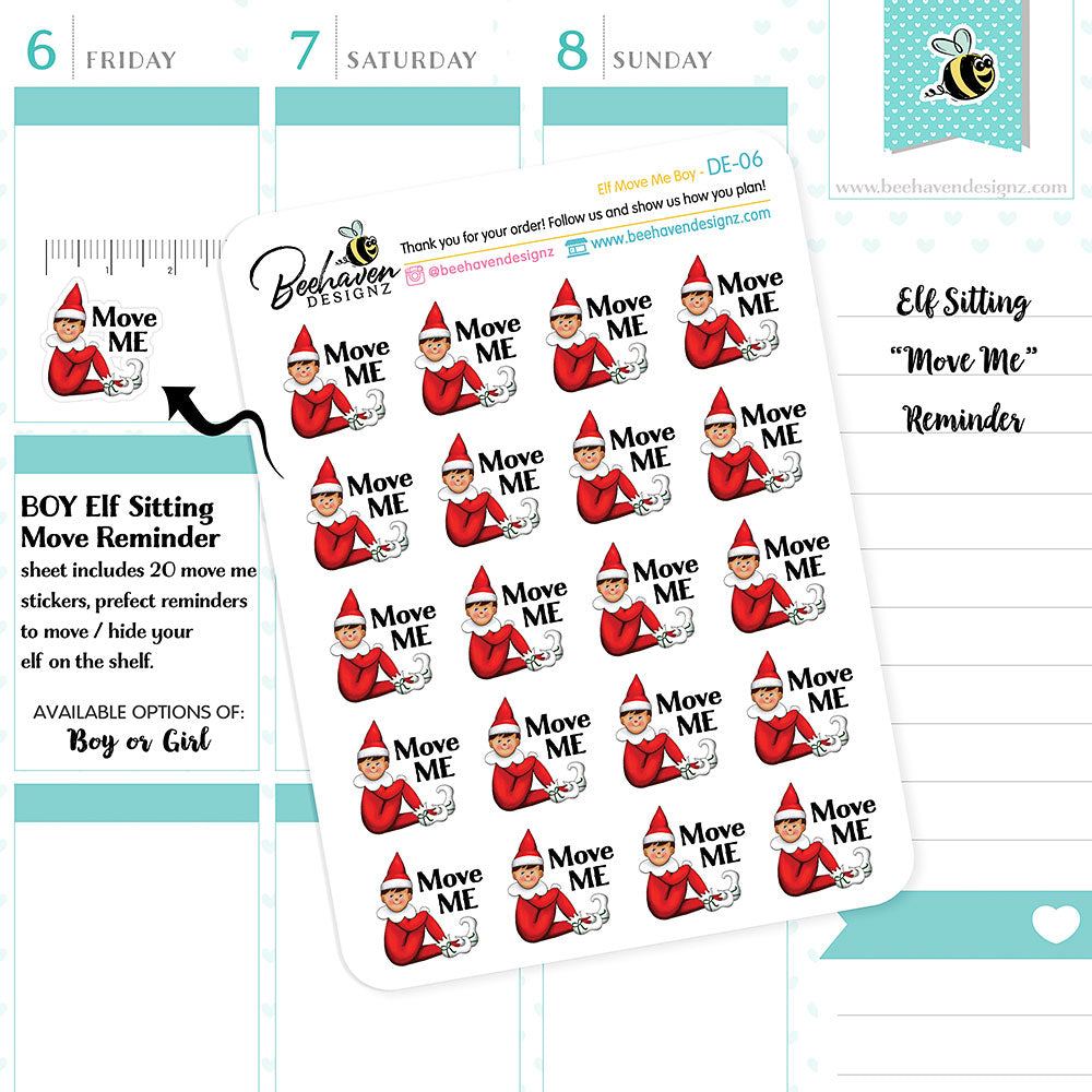 Christmas Elf Move Reminder Stickers