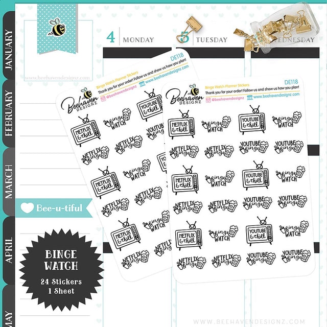 Binge Watch Planner Stickers