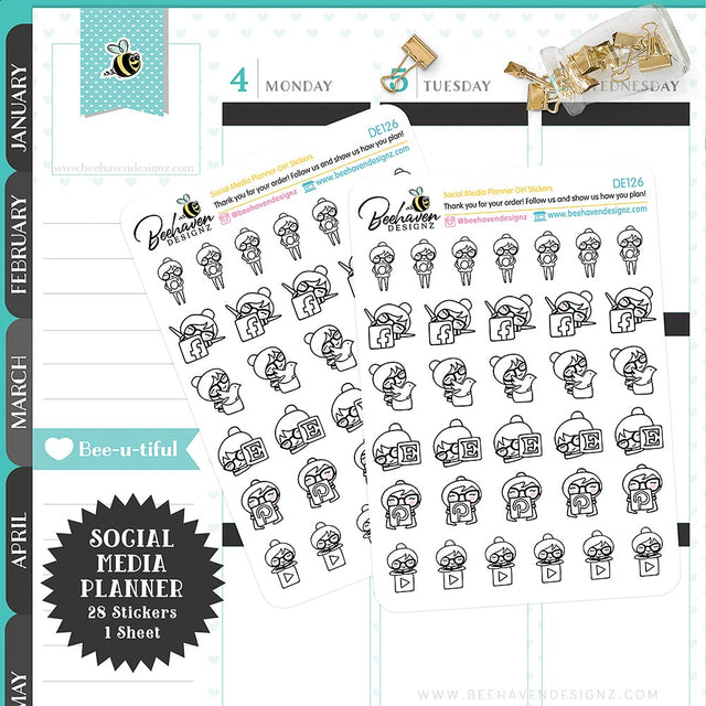 Social Media Planner Girl Stickers