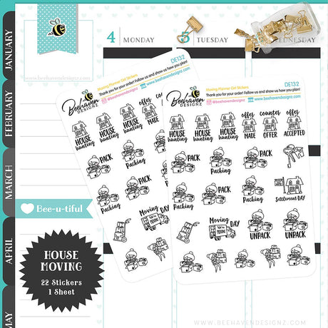Moving Planner Girl Stickers