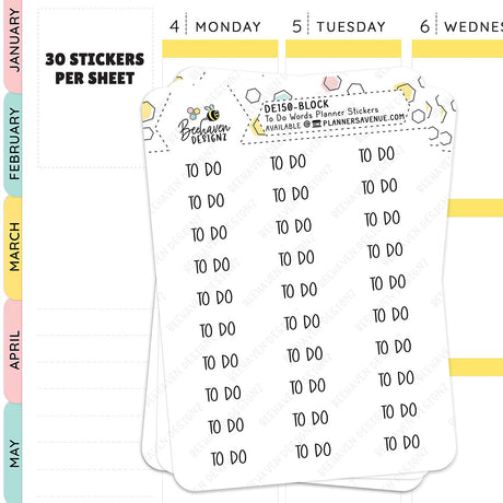 Block style To Do Script Planner Stickers