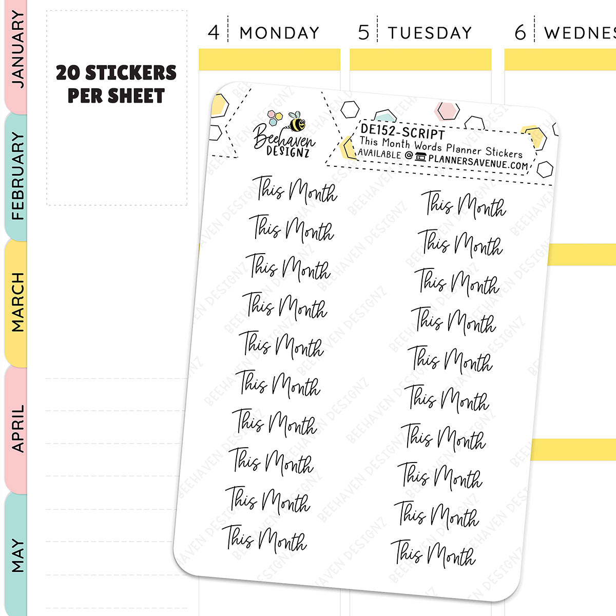 Script This Month Planner Stickers
