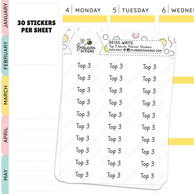 Top Three Script Planner Stickers