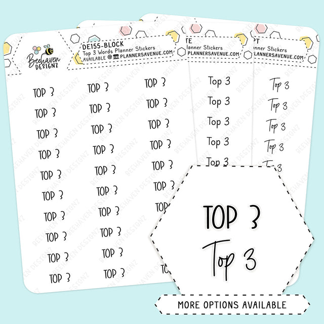 Top Three Script Planner Stickers