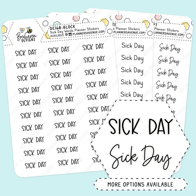 Sick Day Script Planner Stickers