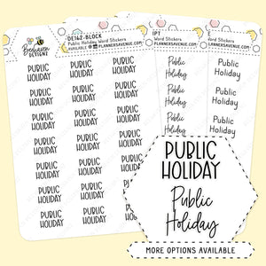Public Holiday Script Planner Stickers