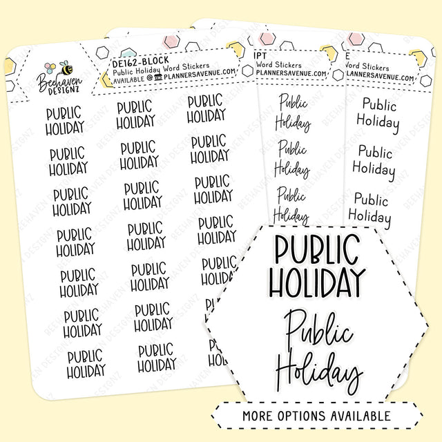 Public Holiday Script Planner Stickers