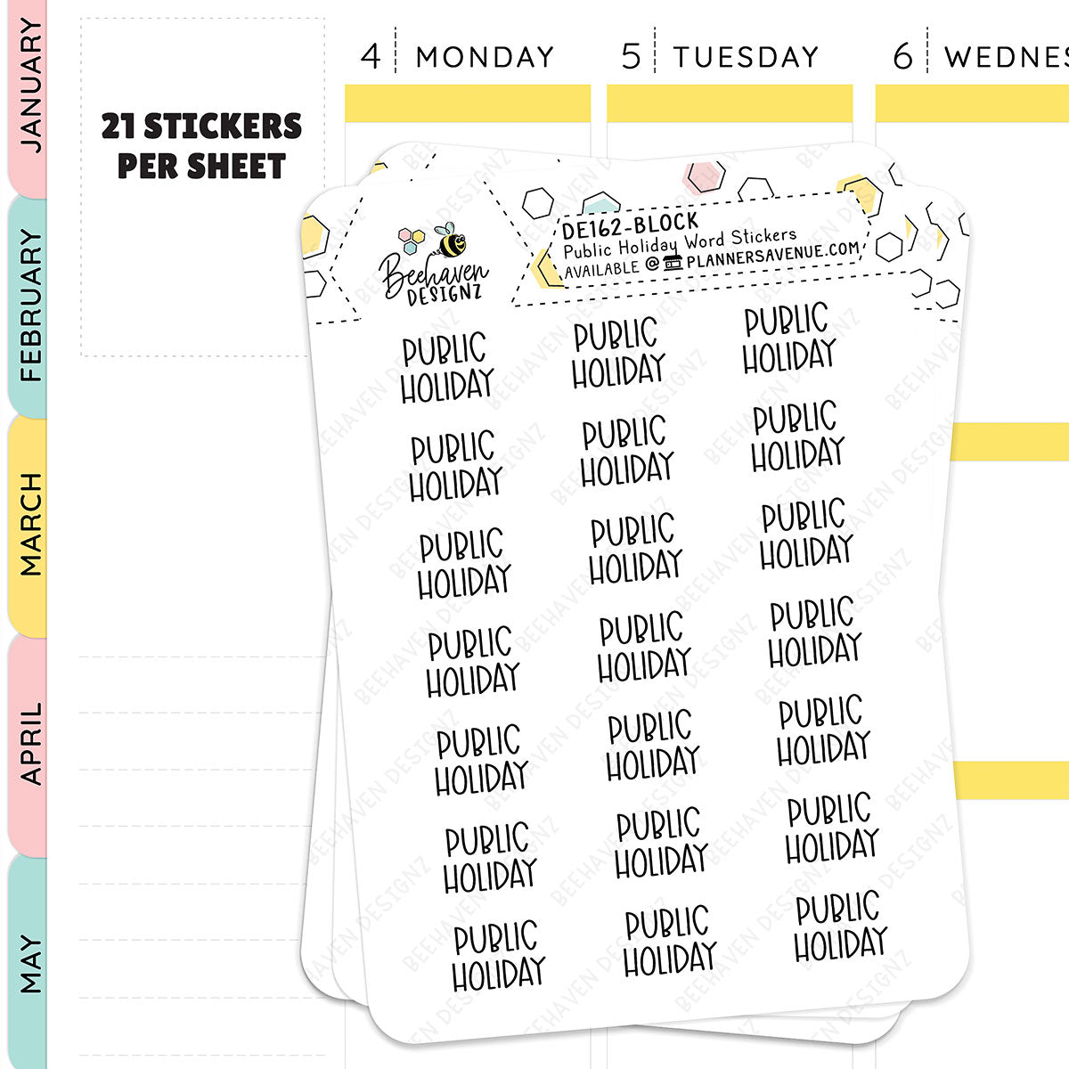 Public Holiday Planner Stickers