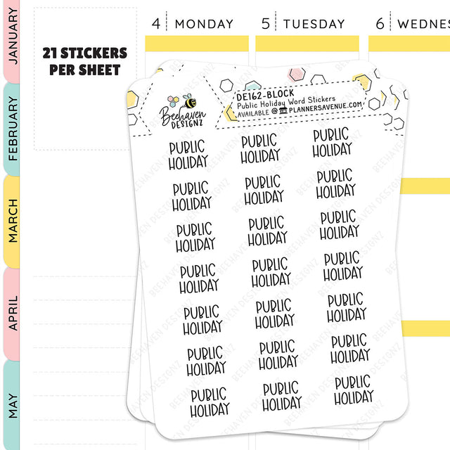 Public Holiday Planner Stickers