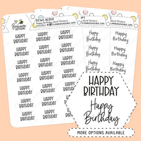 Birthday Script Planner Stickers