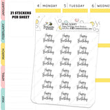 Birthday Script Planner Stickers