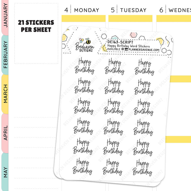 Birthday Script Planner Stickers