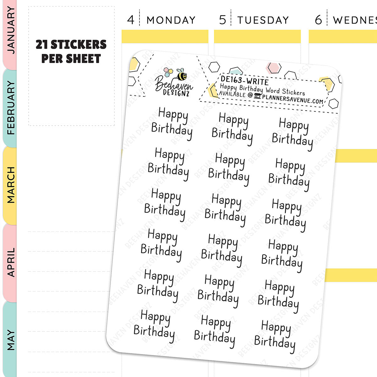Birthday Script Planner Stickers