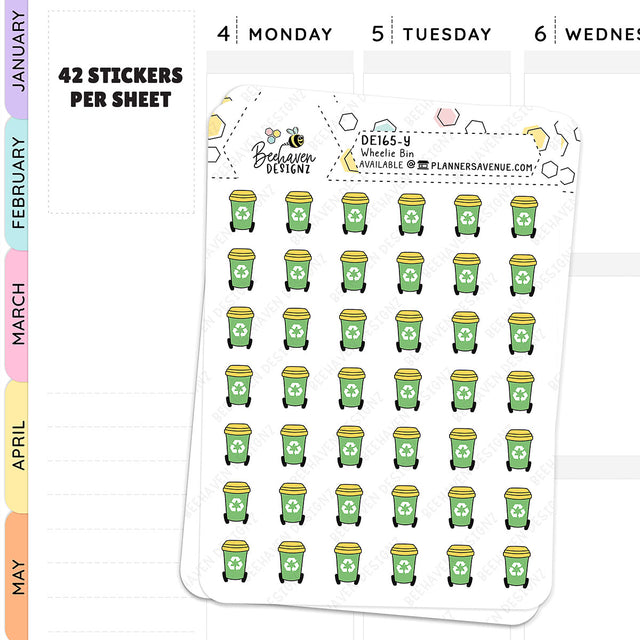 Yellow Wheelie Garbage Bin Stickers