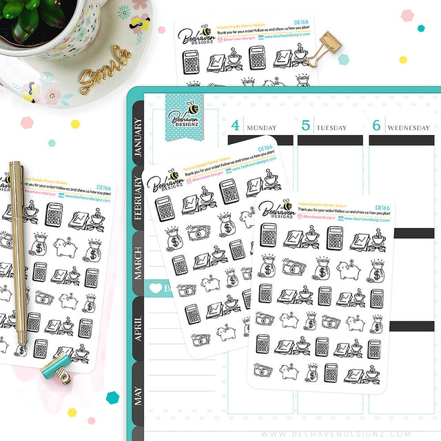 Finance Doodle Planner Stickers