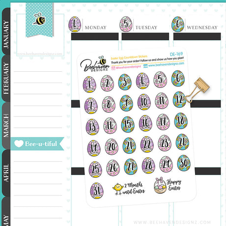 Easter Egg Countdown Planner Stickers