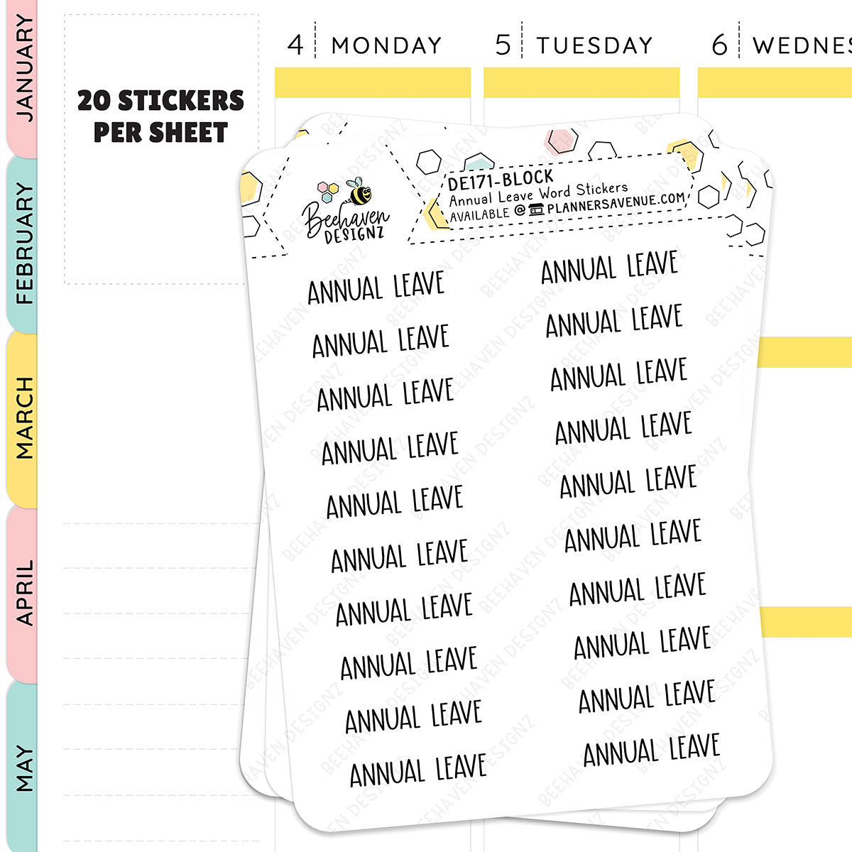Annual Leave Planner Stickers