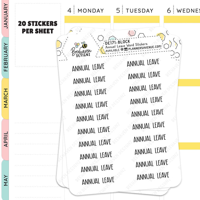 Annual Leave Planner Stickers