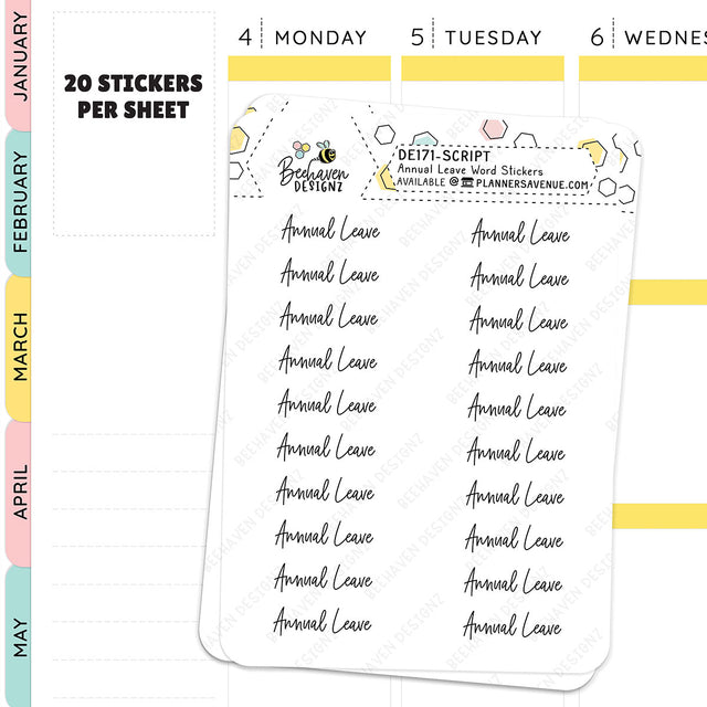 Annual Leave Script Planner Stickers