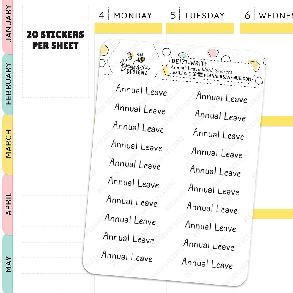 Annual Leave Script Planner Stickers