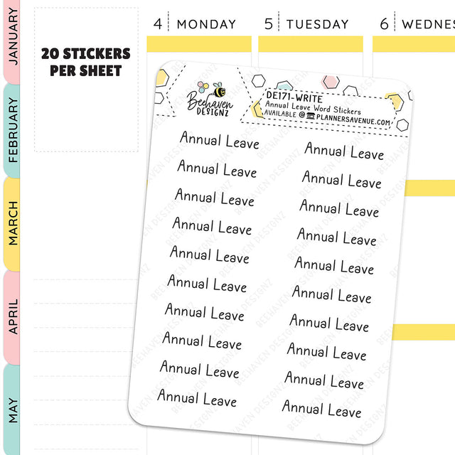 Annual Leave Script Planner Stickers