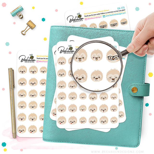 Sloth Emoji Planner Stickers