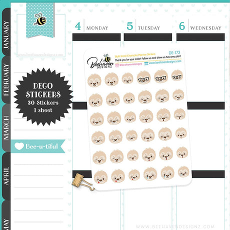 Sloth Emoji Planner Stickers