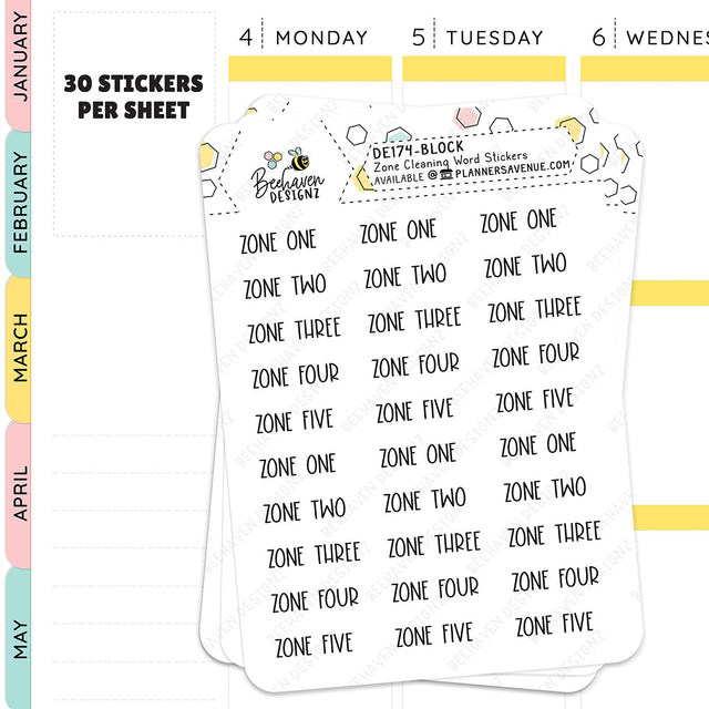 Zone Cleaning Planner Stickers