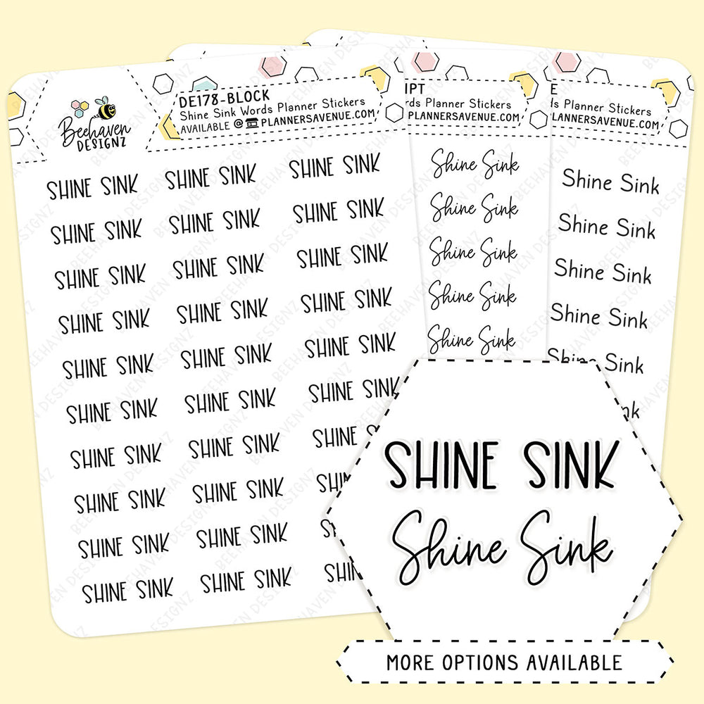 Shine Sink Script Planner Stickers