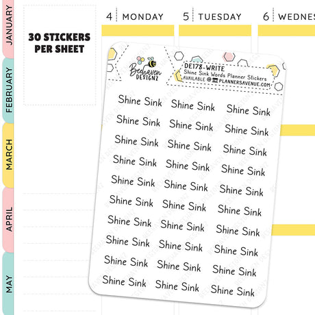 Shine Sink Planner Stickers Script