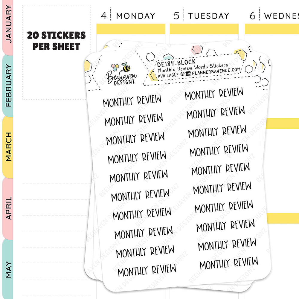 Monthly Review Stickers