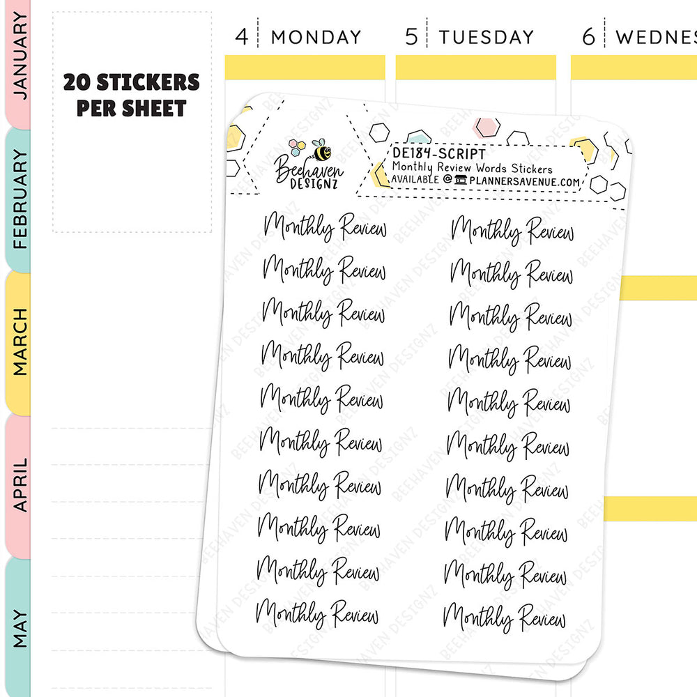 Monthly Review Script Stickers