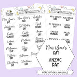 Australian National Public Holiday Script Stickers