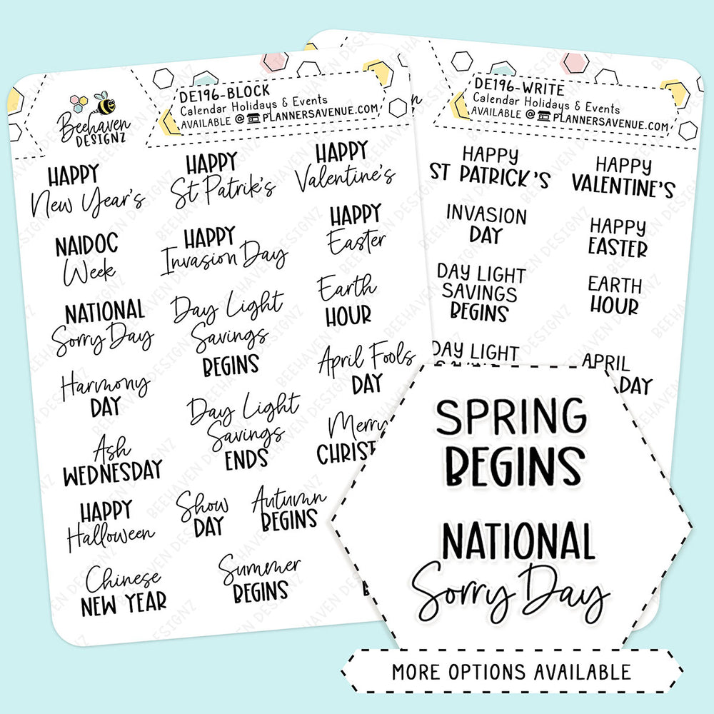 Holiday Calendar Script Stickers