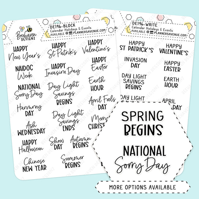 Holiday Calendar Script Stickers