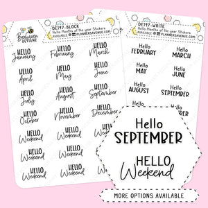 Hello Months Calendar Script Stickers