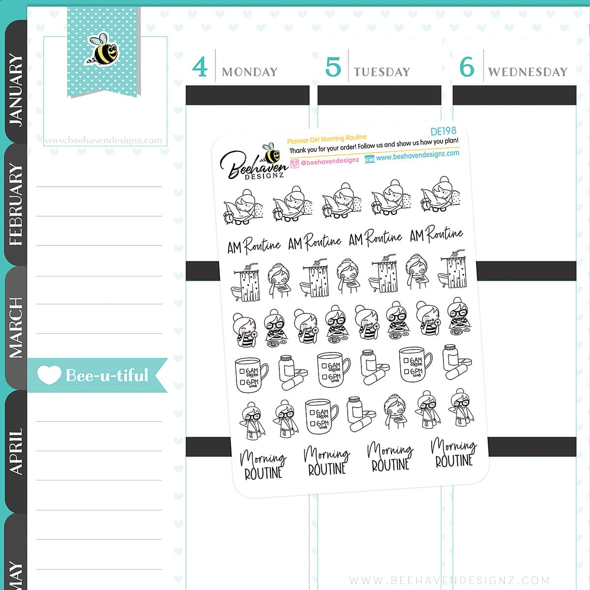 rning Routine Planner Girl Stickers