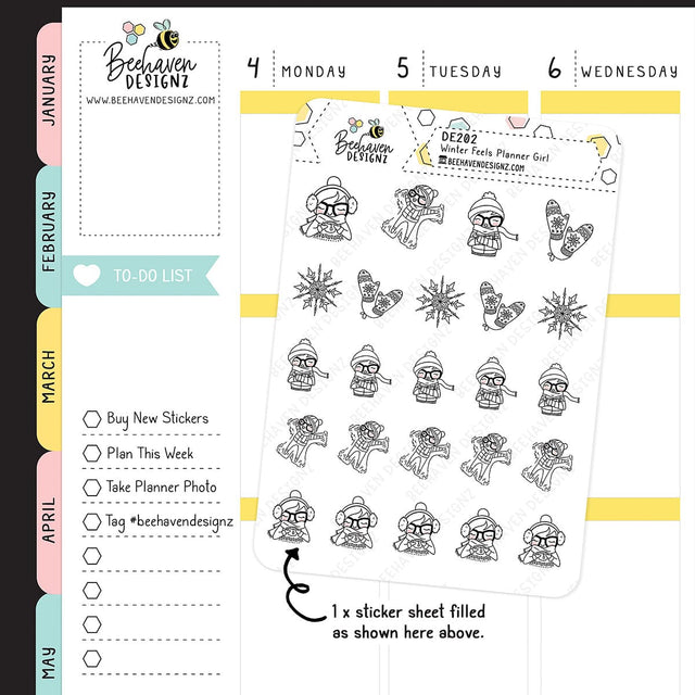 Winter Planner Girl Stickers