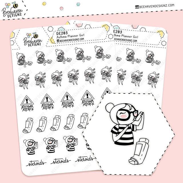 Asthma Planner Girl Stickers