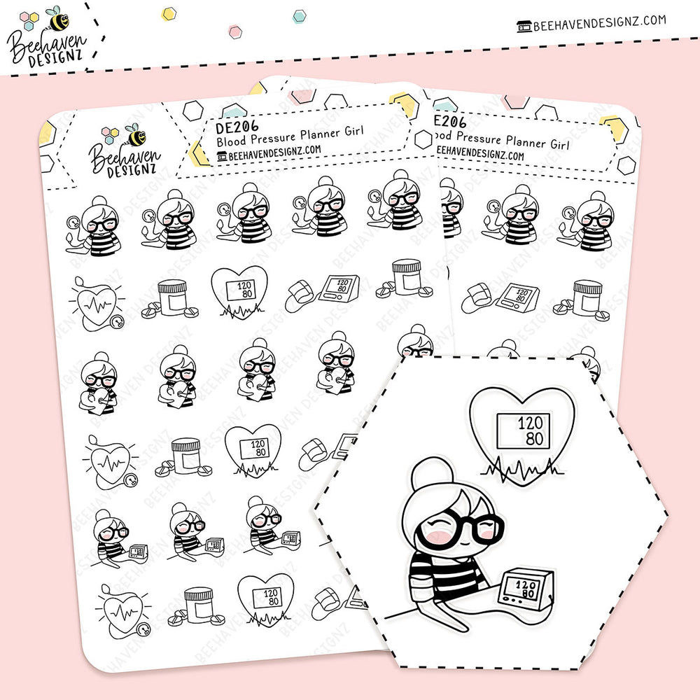 Blood Pressure Planner Girl Stickers