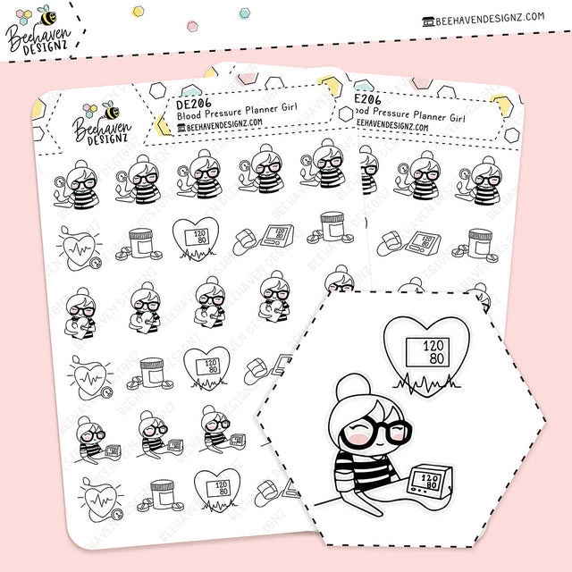 Blood Pressure Planner Girl Stickers