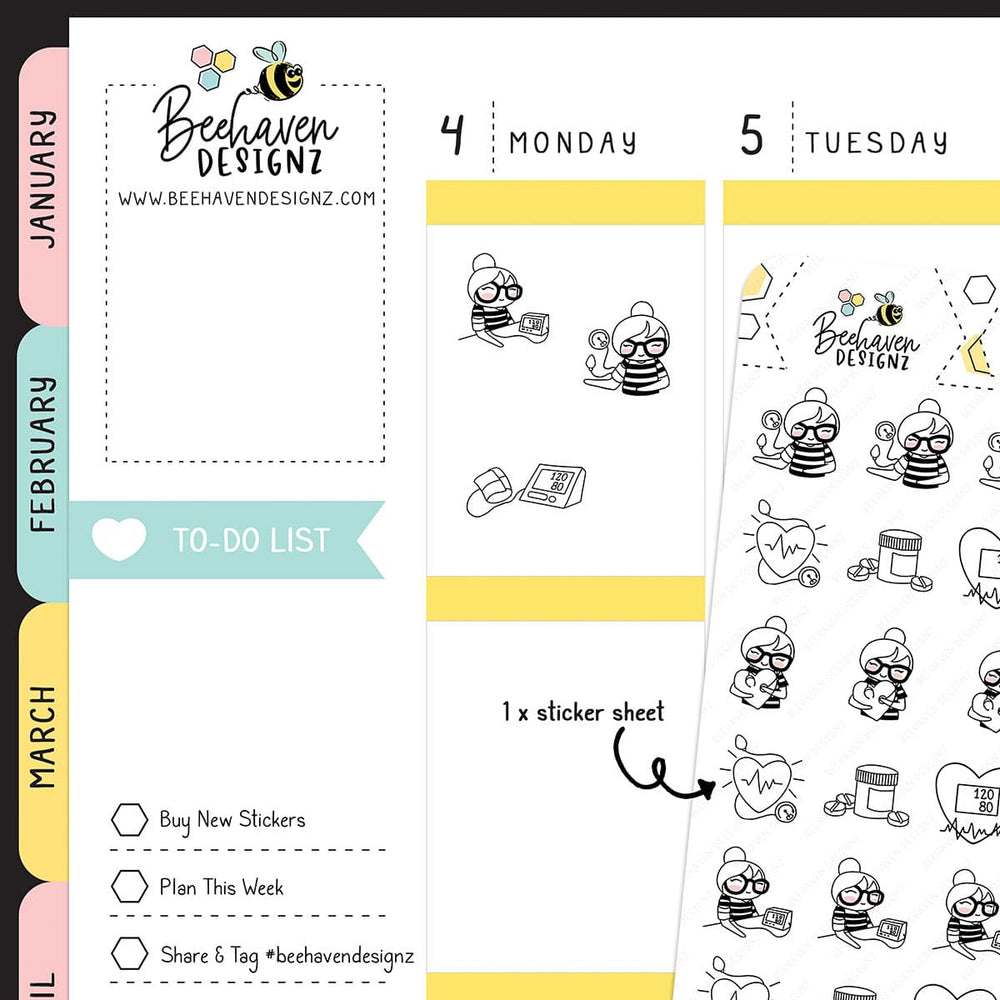 Blood Pressure Planner Girl Stickers