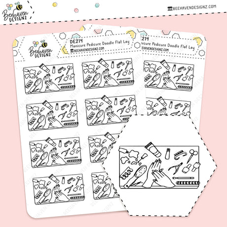 Manicure Doodle Flat Lay Stickers